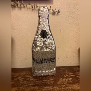 VINTAGE GAC silver Velvet & Sequin Y2K Millennial Champagne Bottle 1999 2000 Box